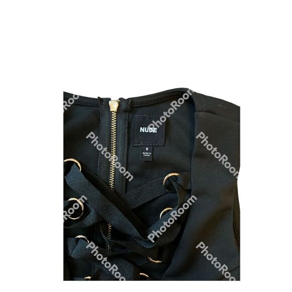 Nude apparel co black tie front bodysuit with zipper back - Picture 5 of 6